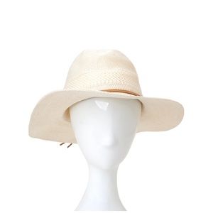 Fedora Hat Marled Off White Cream Brown Leather-like Accent One Size Fits Most